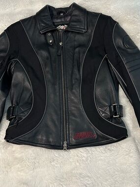 Harley-Davidson Black Leather & Textile Women's Moto Jacket